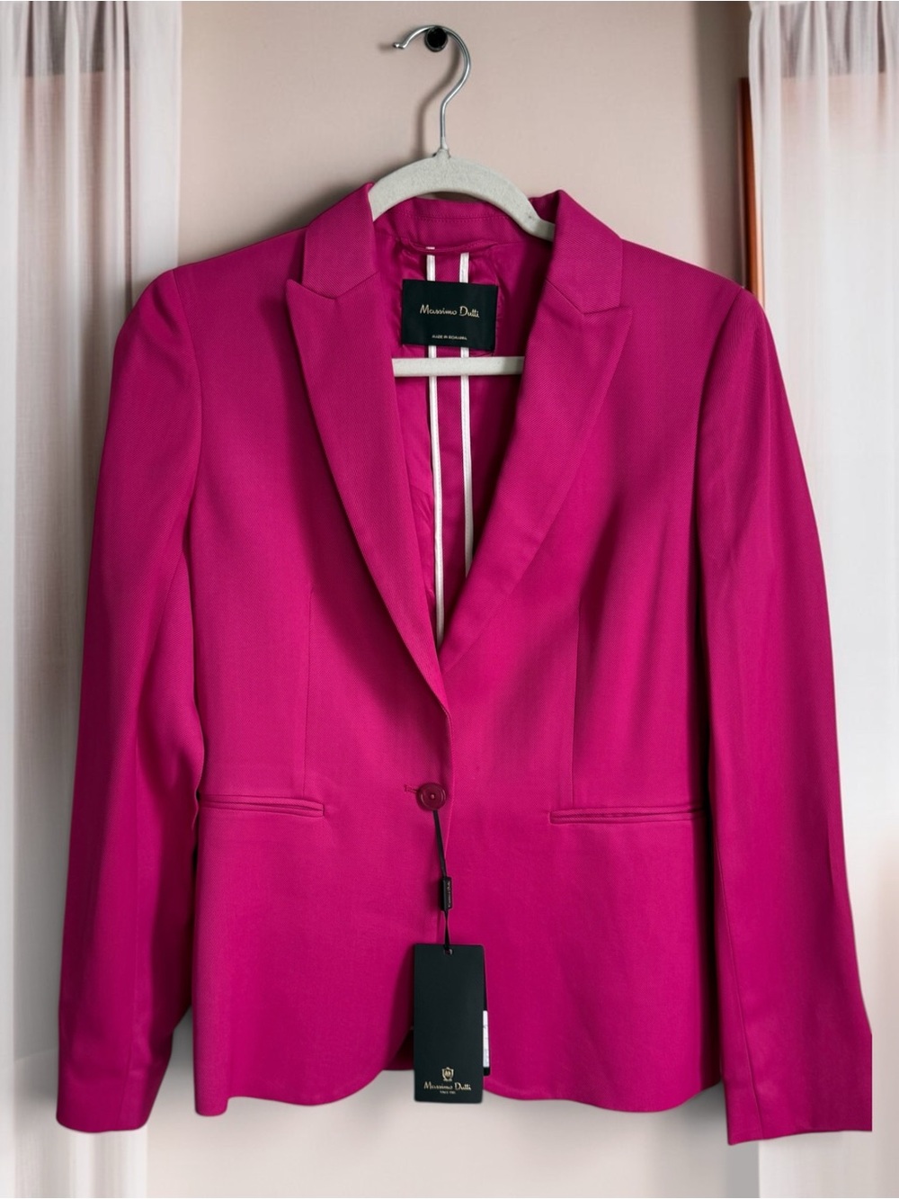 Massimo Dutti Women's Hot Pink Single-Button Blazer